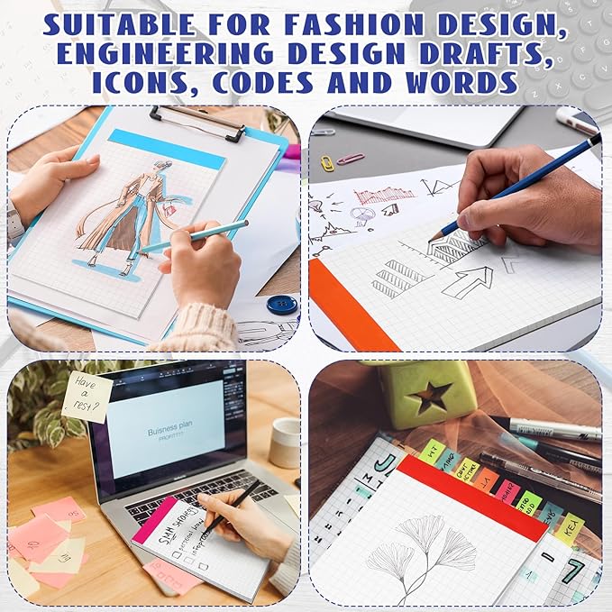 Jetec Small Graph Paper Notepad 5 x 8 Inch Mini Notebook Double Sided Memo Pads Back to School Supply Pocket Notepad Assorted Colors 50 Sheets Graph Paper Notebook(Grid(4x4),8 Pcs)