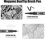 hhhouu 17Pack Dual Tip Black & White Brush Pens- Fineliner & Highlighting Set for Artists, Illustrators & Comic Drawing Smooth Ink Flow, Smudge-Free HO-17BW