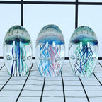 EUSTUMA Hand Blown Glass Jellyfish Figurine Ornament,Sea Animal Ornament for Fish Tank Aquarium,Sea Animals Collection for Birthday Gift,Office Glass Paperweight for Desk.