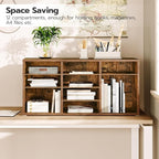 HOOBRO Countertop Mail Sorter Organizer, Wooden Literature Organizer, Student Mailbox for Classroom, Desktop Bill Organizer for Office Home School, 12 Compartments Rustic Brown FG43WF01