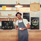 11.7x16.5 Inch Tabletop Chalkboard with Wood Base, Menu Chalkboard Stand, Message Board, Bar and Special Event Decorations, Hanging Double-Sided Chalkboards Sign for DIY Home Decoration-Walnut