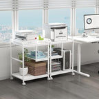 Fannova Large Printer Stand Table with Storage Shelf for Host Computer, PC Tower, CPU and Shredder, 3 Tier Rolling Printer Cart with Wheels for Home Office Storage and Organization - White
