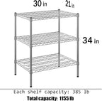 Regal Altair 21" Deep x 30" Wide x 34" Height Wire Shelving Kit | 3-Tier | NSF Commercial Storage Rack Unit