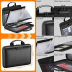 Fireproof File Organizer with Lock, Hard-Shell Case Fireproof Document Box with 13 Pockets Accordion File Folder, Important Document Organizer for Letter A4 Files Laptop Passports (Black)