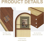 Rattan Room Divider with Bookshelf,Privacy Screen for Home Office & Bedroom,Portable Partition, Wooden Frame