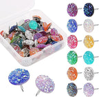 50Pcs Push Pins, Shiny Diamond Glitter Rhinestone Decorative Thumb Tacks for Photo Wall, Cork Board, Bulletin Board & Desk Accessories (Silver)