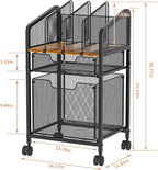 Tiaoheka Rolling File Cabinet with Adjustable Dividers, Mobile Filing Cabinet with 2 Storage Drawers on Lockable Wheels, Hanging File Organizer Beside Under Desk for Office, Home（Patent Pending）