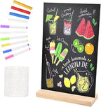 Bouiexye 1 Pack 8.1x12 in Chalkboard Signs with Stand for Tables Small Chalk Board Signs Tabletop Message Board Sign with Wood Base for Home Decorations Coffee Shop Restaurant Kitchen Wedding Party