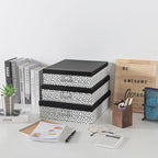 Soul & Lane Decorative Storage Boxes With Lids, Set of 3 Nesting Black and White Letter and Document Box Set for Photos, Scrapbooks, Keepsakes (Whimsical Triangles)