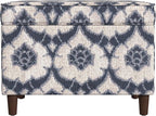 Spatial Order Home Decor | Dinah Collection Modern Storage Ottoman | Ottoman with Storage for Living Room & Bedroom(Blue Medallion Print)