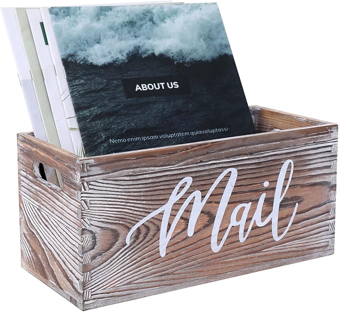 CFYACFY Mail Organizer Magazine Countertop Mail Storage Organizer for Home Mail and Key Holder for Desk Letter Basket Farmhouse Home Decor Mailbox Mail Basket 5.5*5.5*11.4 Inch