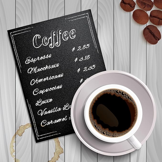 Bouiexye 1 Pack 8.1x12 in Chalkboard Signs with Stand for Tables Small Chalk Board Signs Tabletop Message Board Sign with Wood Base for Home Decorations Coffee Shop Restaurant Kitchen Wedding Party