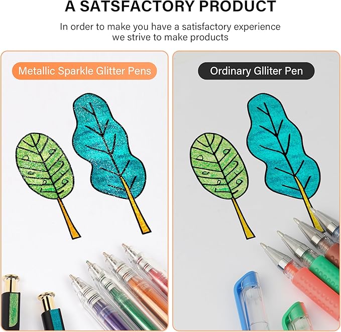 ZSCM Retractable Super Glitter Gel Pens, 12 Colors Large Capacity Metallic Sparkle Gel Ink Pens, 1 mm Fine Point Smooth Writing Color Pen for Adult Coloring Book Note Taking Aesthetic Art Supplies