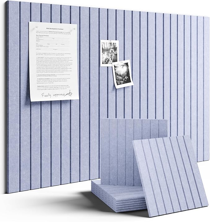 Fluxynara Large Felt Bulletin Board 36" x 24" Cork Board Alternative-6 Pack with 40 Safe Removable Adhesive Tabs, Cork Boards for Walls for Home Office Classroom Pin Board (Soft Periwinkle)