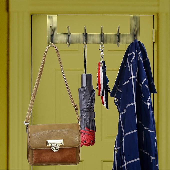 WEBI Over The Door Hooks for Clothes:Door Hanger,Over The Door Towel Rack,Door Coat Hanger Door Coat Rack for Hanging Towels,Hats,Behind Back of Bathroom,Bronze,2 Packs