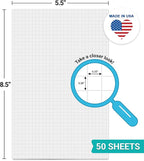 321Done Graph Paper Notepad - 50 Sheets (5.5" x 8.5") - 0.20" Grid Planning Note Pad - Thick Premium Paper - Made in USA - Plain White