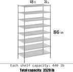 Regal Altair 24" Deep x 48" Wide x 86" Height Wire Shelving Kit | 8-Tier | NSF Commercial Storage Rack Unit