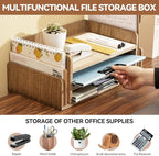 KIRIGEN Wood Desk Organizer 5 Trays - Desktop Document Letter Tray for Folders, Mail,File -Nature 3-Tier Office Mail Sorter Organizer Rack/Telephone Stand/Document Holder Dark Brown(2TP-DBR)