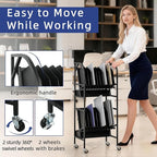 tonchean 20 Device Laptop Charging Cart, 2 Tier Open Charging Station for Laptops Tablet and Chromebook, Office and Classroom Mobile Charging Cart Open Charging Cart with Cable Management