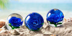 EUSTUMA Hand Blown Glass Flower Paperweight Figurine for Office Desk.Give You A Gift from The Person You Love, The Garden Decoration.(Blue Flowers)