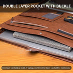 Geslun Personalized Vegan Leather Portfolio, Legal Size 8.5 x 14 Pad Holder, Custom Business Padfolio for Men Women, Zippered 14" Laptop Organizer, Professional Notepad Folio, Brown