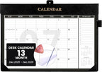 Yoment Desk Calendar 2026 Leather Desk Calendar with To-Do Lists, 13 Months Desk Pad Wall Calendar with Pen Holders PVC Cover for Work Office School Home Women Men, Dec 2025-Dec 2026, 17 x 12, Black