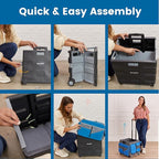 ECR4Kids Universal Rolling Cart with Canvas Organizer Bag, Mobile Storage, Blue/Grey