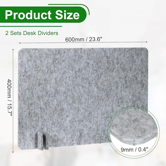 PATIKIL Desk Divider, 2 Set 24 x 16 Inch Acoustic Freestanding Desk Divider Desk Privacy Panel with 8 Pcs Support Feet for Library Office Workstation, Grey