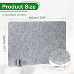 PATIKIL Desk Divider, 2 Set 24 x 16 Inch Acoustic Freestanding Desk Divider Desk Privacy Panel with 8 Pcs Support Feet for Library Office Workstation, Grey