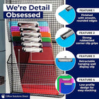 Plastic Clipboards with Low Profile Clip (Set of 12) - 12.5 x 9 Inch Multi Color, Holds 100 Sheets