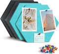 Uoisaiko 12" Large Bulletin Board with 15 Push Pins, Pack of 4 Hexagon Felt Pin Board Notice Boards for Home Office, Felt Wall Tiles for Photos Memos (Lake Blue Grey)