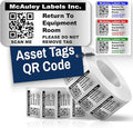 McAuley Labels Custom QR Code Stickers - Numbered, Permanent, Adhesive Asset Tags for Equipment - Heavy Duty Metalized Polyester - 1.5x0.75 Inches