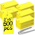 500 Pieces Plastic Shipping Tags with Wire Waterproof Hang Tags Heavy Duty Labeling Tags with String Wires Tags Labels Labeling Tags Stacking Tags for Equipment Car Parts (Yellow, 3x6)