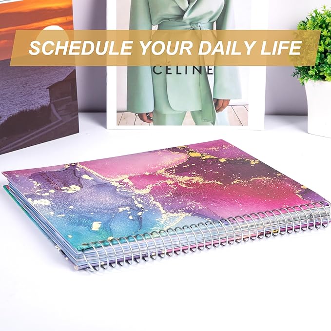 CAGIE 2026 planner weekly and monthly: 12 Months Jan 2026 - Dec 2026 Hardcover Yearly Daily Planner 2026 monthly planner 8.5 x 11, Large Spiral Bound Calendar Planner for Women Weekly Agenda with Tabs Stickers, Purple Marble