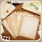 TaoBary 160 Pcs Stationery Paper Set 50 Double Sided Stationery Papers with 50 Matching Envelopes and 60 Round Dot Sticker, 10 Design(Light Vintage,8.5 x 11 Inch)