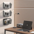 EasyPAG 3 Single Pocket Wall File Organizer, Mesh Hanging File Folder Organizer for Letter/A4 Size Folders, Wall Mounted Vertical Mail Holder for Paperwork, Office, Home, School, Black