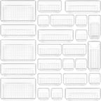 Vtopmart 25 PCS Clear Plastic Drawer Organizers Set, 4-Size Versatile Bathroom and Vanity Drawer Organizer Trays, Storage Bins for Makeup, Bedroom, Kitchen Gadgets Utensils and Office