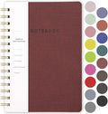 Spiral Notebook-5.75" x 8.125" College Ruled Journal with Inner Pockets and 160 Pages,PU Leather Cover Business Journal, Twin-Wire Binding Notebook Perfect for Office & Home School Supplies Wine Red