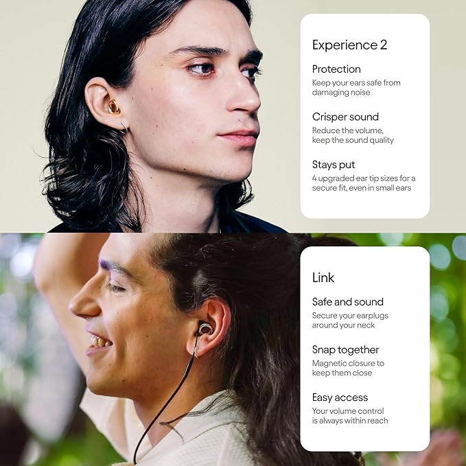 Loop Experience 2 + Loop Link Bundle Reusable Ear Plugs for Concerts, Live Events, Festivals, Motorcycles, Noise Sensitivity & More | 18 dB Noise Reduction