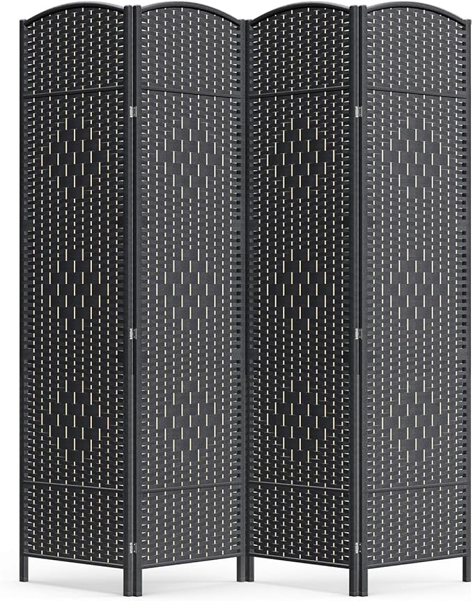 Cocosica 4 Panel Room Divider,6Ft Folding Privacy Screen,Tall - Extra Wide Foldable Panel Partition Wall Divider with Diamond Double-Weaved Hand-Woven Design Room Screen Divider