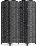 Cocosica 4 Panel Room Divider,6Ft Folding Privacy Screen,Tall - Extra Wide Foldable Panel Partition Wall Divider with Diamond Double-Weaved Hand-Woven Design Room Screen Divider