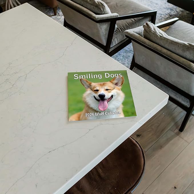 2026 Smiling Dogs Monthly Wall Calendar | Funny Happy Dogs Calendar September 2025 - December 2026