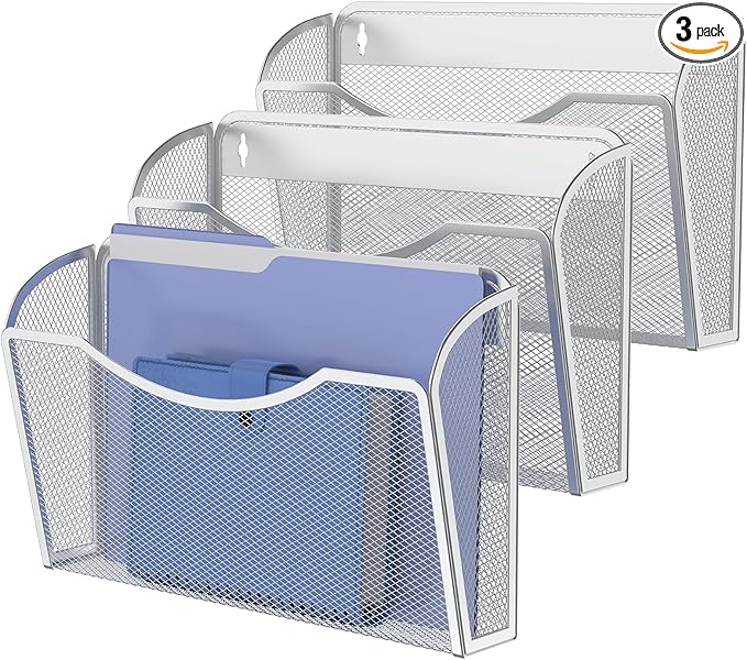 MINDEPOT Wall File Organizer,Hanging Wall Mounted File Folder Binder Holder Mail Organizer for Office,Home and School Supplies