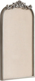 Kate and Laurel Arendahl Arch Pinboard; 13 x 25; Silver; Framed Arched Ornate Vintage Cork Board for Use as Motivational Vision Board or Wall Organizer
