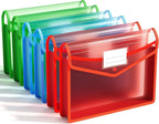 ABC life 6-Pack Plastic Expanding File Folder, Translucent Envelopes with Snap Closure, Large Capacity, Assorted Colors, Large Capacity, Fits Letter/A4 Size - RGB Color
