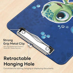 Luminzo Plastic Cute Clipboard Low-Profile Metal Clip, A4 Letter Size 9 x 12.5 in, 8.5 x 11 Paper Clip Board for Teachers, Nurses, Classroom,Cute Turtle