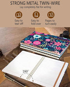 DHGPTS Spiral Journal Notebook, A5 Cute Notebooks for Women Men, College Ruled Hardcover Notebook for Work & Note Taking, 60 Pages Double-Wire Journals for Writing, Cute Purple Flowers
