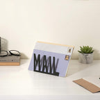 MyGift Mail Holder Organizer Countertop Modern Metal Black with Cutout MAIL Lettering Design, Office Desktop Envelope and Document Storage Rack