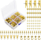 Sawysine 600 Pcs Decorative Push Pins, Gold Thumb Tacks 6 Types Cute Push Pin Clips for Bulletin Board Wall Cork Board Colorful Classroom Decor Teacher Must Haves Supplies School Crafts Project