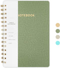 Spiral Notebook-5.75" x 8.125" College Ruled Journal with Inner Pockets and 160 Pages,PU Leather Cover Business Journal, Twin-Wire Binding Notebook Perfect for Office & Home School Supplies Army Green